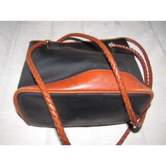 Bottega Veneta Vintage Black Satchel Coated Canvas And Brown Braid - Picture 6 of 12